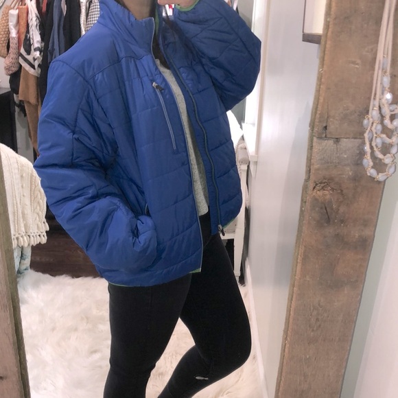 Lands End PrimaLoft size large blue puffer jacket - Picture 2 of 10
